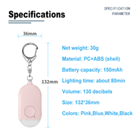 Nouvelle lampe torche anti-agression rechargeable, alarme intelligente anti-agression, alarme personnelle d'extérieur 130 dB, alarme de sécurité, porte-clés d'autodéfense
