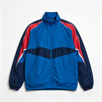 Chaqueta Deportiva Retro para Hombre, Estilo Color Block, Cortavientos, Estilo Vintage de los 90, con Cierre y Ribete en Contraste, Puños Elásticos