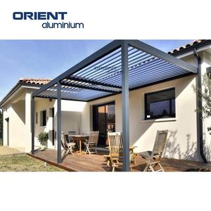 Pergola en aluminium avec pare-vent, pergola entièrement en aluminium avec toit réglable imperméable, <span class=keywords><strong>abri</strong></span> solaire extérieur pour patio - Product Image 3