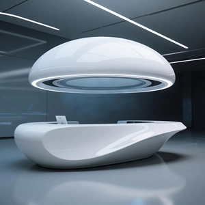 Mostrador de Recepción Curvo y Elegante con Iluminación LED, Impreso en 3D, para Espacios Modernos - Product Image 3