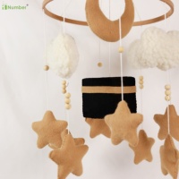 Nouveautés : Décoration de lit islamique personnalisée, articles de puériculture, mobile bébé en feutre avec cube Coran et haut-parleur Kaaba