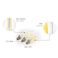 Offre Spéciale Dimmable E14 DROITE Filament C35 FLAMME Forme Led Bougie ampoule 2W 4W 6W Led Candélabres ampoule pour lustre