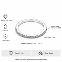 Bague Demi-Cercle Classique Scintillante en Argent Plaqué 925 avec Zircons Cubiques Blancs Denses et Zirconium Cubique Entièrement Sertis – Meilleure Vente