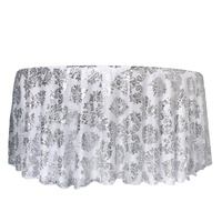 Schöne Mesh Lace Stoff Pailletten bestickte Design Tischdecke Overlay für die Hochzeit