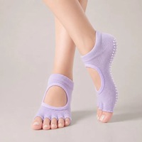 Chaussettes de yoga antidérapantes à cinq doigts et talon ouvert pour femmes, chaussettes de fitness pour l'entraînement