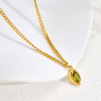 Colliers tendance en acier inoxydable plaqué or 18 carats avec zircon cubique œil de cheval coloré et inaltérable, chaîne Figaro, pour anniversaire