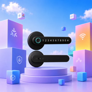Serrure de porte intelligente en alliage d'aluminium JINKLock HR-24, déverrouillage par empreinte digitale, mot de passe, carte, <span class=keywords><strong>clé</strong></span> mécanique, contrôle par application, iOS, <span class=keywords><strong>USB</strong></span>, utilisation à l'hôtel, à domicile - Product Image 5
