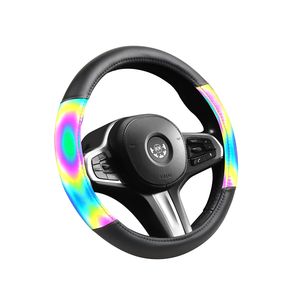 Funda <span class=keywords><strong>para</strong></span> <span class=keywords><strong>Volante</strong></span> Deportiva Antideslizante de Fibra de Carbono y Cuero PU con Apariencia Reflectante Láser que Cambia con la Luz Solar - Product Image 1