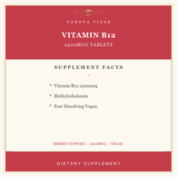 Comprimés de Vitamine B12 2500mcg pour Adultes – Complément Santé à Absorption Rapide, Booster d'Énergie, Sans Gluten, Soutien Immunitaire Naturel