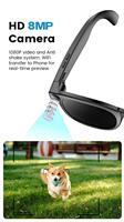Lunettes Intelligentes IA avec Reconnaissance Photo par Caméra HD 8MP, Lentille Anti-Lumière Bleue, Écran OLED, Micro Anti-Bruit pour Appels, OS Android 3G