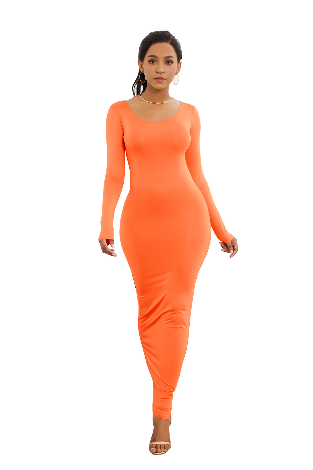 open lace back dress Seam Detailed Cutout Long Sleeves Bodycon Dress S