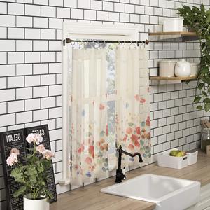 Ensemble de rideaux de cuisine semi-transparents à motif floral botanique pissenlit, <span class=keywords><strong>3</strong></span> pièces, à passe-tringle, 2 niveaux, 100 % polyester, pour fenêtre en <span class=keywords><strong>baie</strong></span> - Product Image 2