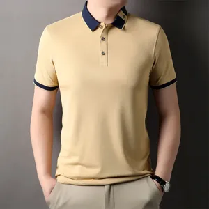 Herren Polohemden Kurzarm 2024 Sommer Rundkragen Baumwoll-T-Shirts atmungsaktiv männlich schlank dünner Pullover Oberteile Business-T-Shirts - Product Image 2