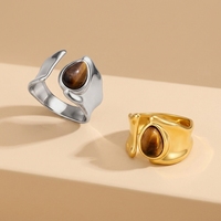 Bague de luxe en œil de tigre, design vintage avec pierres précieuses, bijou statement pour homme, conception personnalisée