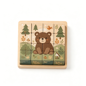 Juguete de madera Montessori personalizado al por mayor de fábrica, rompecabezas de animales con diseño de dibujos animados de Vietnam, juguetes de apilamiento de madera interactivos para niños - Product Image 5