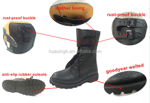 Rwh, bottes de ranger de style français à deux boucles en <span class=keywords><strong>cuir</strong></span> de vache naturel Goodyear semelle en caoutchouc bottes tactiques à forte adhérence HSM266 - Product Image 4