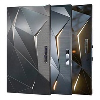 Porte d'entrée principale de villa moderne de luxe en acier inoxydable pivotant, isolée thermiquement, anti-UV, étanche et ignifuge