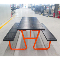 Mobilier urbain commercial d'extérieur Banc de pique-nique rectangulaire en acier de 6 pieds Table de pique-nique industrielle en métal pour parc