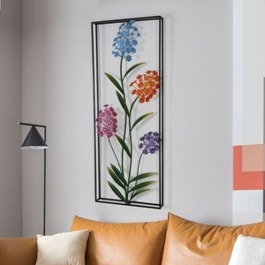 Décorations murales tridimensionnelles en fer forgé créatives 91,5 x 71 cm, plantes, fleurs, décoration <span class=keywords><strong>murale</strong></span> de salon, ornements suspendus au mur - Product Image 3