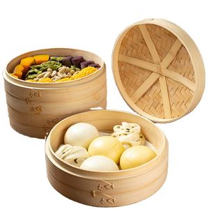 <span class=keywords><strong>Vaporera</strong></span> de bambú natural, cestas de dos niveles con tapa, <span class=keywords><strong>para</strong></span> mantener los platos separados - Product Image 1