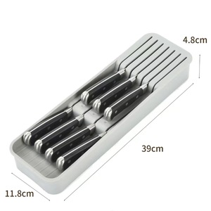 Boîte de rangement pour couteaux de cuisine, 10 compartiments en plastique, support pour couteaux à utiliser dans un tiroir - Product Image 3