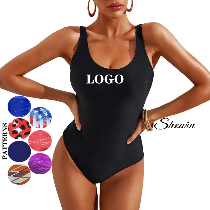 Groothandel Custom Logo Designer Luxe Zomer Dames Strand Dragen Hoge Taille Sexy Vrouwen Badpakken Een Stuk Badpak