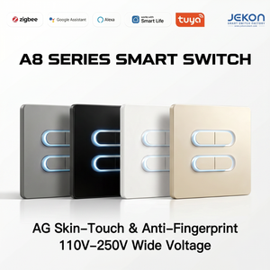 สวิตช์ไฟอัจฉริยะแบบสัมผัส Tuya Zigbee 3.0 A8 4 ปุ่ม รุ่นบางพิเศษ 86 ขนาด 6 มม. AC110V 250V ไฟวงแหวน LED  รองรับ <span class=keywords><strong>Alexa</strong></span> และ Google Voice Cont - Product Image 3