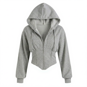 Custom Front Women's <b>Corset</b> Hooded Knitted Polyester Fleece Sweatshirt-Eco-Friendly Anti-shrink Quick Dry Breathable High - Product Image 1