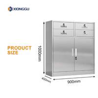 Armoire de classement en acier inoxydable avec 4 tiroirs et 2 portes verrouillables, armoire de rangement en métal pour bureau avec serrures séparées
