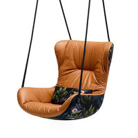 Fauteuil suspendu de salon personnalisable, fauteuil à dossier haut, fauteuil de détente en velours rose, fauteuil suspendu au plafond pour cour