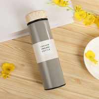 Botella de Agua con Impresión Personalizada, Termo de Acero Inoxidable, Taza Térmica con Infusor de Té, Tapa con Diseño de Madera