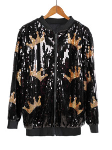 Pronto per la spedizione corona personalizzata giacca da regina di compleanno con paillettes Bling Jersey giacche cappotto di paillettes <span class=keywords><strong>donna</strong></span> abbigliamento all'ingrosso - Product Image 2