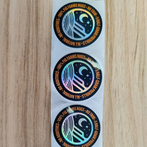 Tùy chỉnh viny nhãn dán đôi bên in đầy đủ màu sắc <span class=keywords><strong>Holographic</strong></span> lá dập hoàn thành cho chai và nắp Sticker - Product Image 3