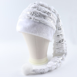 Chapeaux de Noël en velours personnalisés de 75 cm avec impression promotionnelle, estampés or, rayés argentés, en peluche de haute qualité, écologiques et extra confortables - Product Image 2