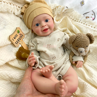 Poupée Reborn en Silicone Souple de 18 Pouces, Corps Entier, Yeux Scintillants, Bébé Garçon Nouveau-né, Tient une Vraie Sucette, Collection d'Artistes