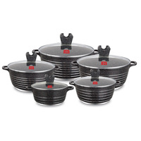 Ensemble de casseroles UCC LIFE Line 10 pièces, antiadhésif, avec casserole, marmite, poêle à frire profonde, design américain/minimaliste et ustensiles
