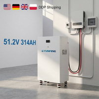 Batteries au lithium pour stockage d'énergie domestique 51,2 V 314 Ah 16 kWh, directement de l'usine, batteries LiFePO4 48 V 280 Ah, pack de batteries solaires de secours