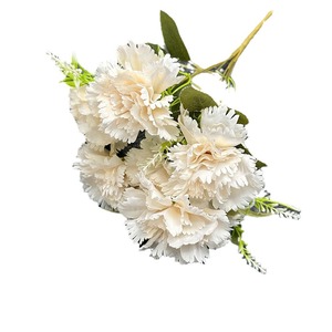 Bouquet de 7 œillets artificiels en soie, fleurs réalistes pour décorations de mariage et salons - Product Image 5