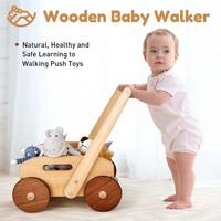 Marchette à pousser en bois pour activité éducative pour bébé avec go cart enfant en bas âge naturel et jouets à tirer cadeau wagon pour garçon fille 1-3