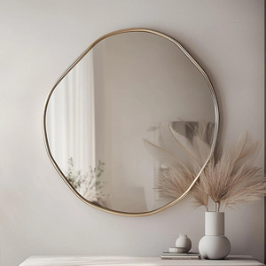 Bàn Console đen tùy chỉnh, trang trí khung vàng bất đối xứng, gương tường lớn - Product Image 5