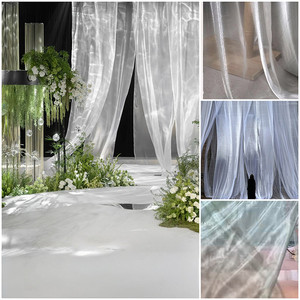 Tenda in Tulle <span class=keywords><strong>Bianco</strong></span> Scintillante per Palcoscenico Matrimoniale, Decorazione a Soffitto, Tessuto Fluido Effetto Ondulato, Filato Leggero e Fluente - Product Image 3