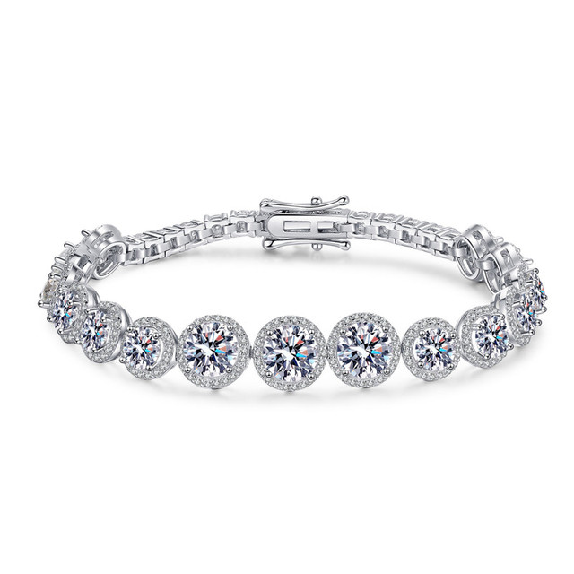 Factory Wholesale Luxury Gra 10ct Moissanite Bracelet S925 Sterling Silver Fine Fashion Jewelry Bracelets Bangles for Women