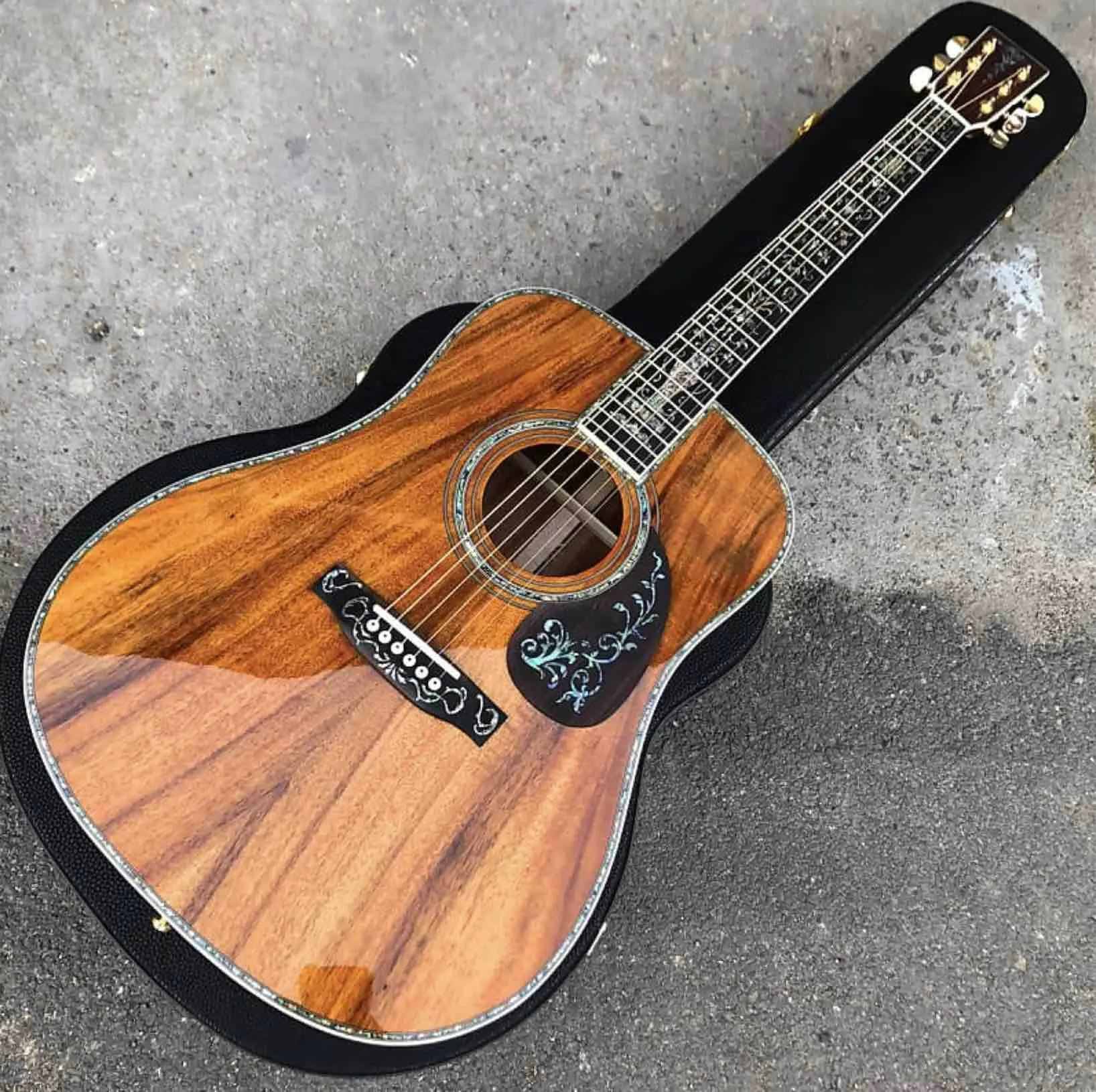 Ebony Fingerboard ALL Solid KOA Wood Acoustic Guitar Top Quality 41 Inches KOA Acoustic Electric Guitar