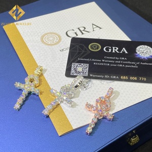 Nouveaux produits Pendentif en forme de croix en moissanite Ice Out VVS, forme de fleur, pendentif en argent sterling 925, passe le testeur de diamants, style hip hop GRA - Product Image 5