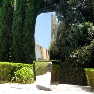 Scultura <span class=keywords><strong>da</strong></span> <span class=keywords><strong>giardino</strong></span> in acciaio inossidabile con pietra geometrica lucidata a specchio astratta in metallo di arte moderna all'aperto - Product Image 5