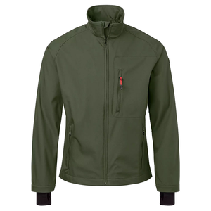 Men's Olive Green Soft Shell Jacket Zip Fly Stand Collar Water Resistant Outdoor Hiking Coat Regular Fit Windstopper <b>Material</b> - Product Image 1
