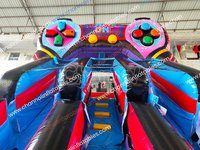Nouveau design Toboggan aquatique gonflable commercial pour enfants avec aire de jeux et combo de course sur roues ouvertes, à vendre