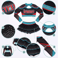 Uniforme de cheerleading sur mesure pour la compétition, haut court en strass et jupe à volants pour équipe de cheerleading