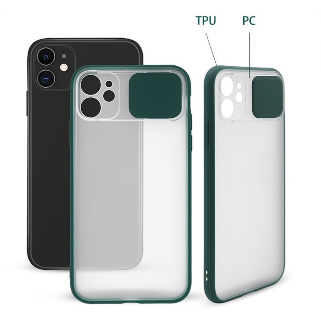Hybrid Tpu Bumper PC Slide Cover Camera Privacy Lens Protection Matte Phone Case for iPhone 13 Pro Max 12 13 Pro Mini