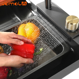 Tủ bếp PVD Đen ZINK với thác nước bồn rửa nhà bếp bằng thép không gỉ 304 rơi vào bồn rửa với vòi nước, rửa kính - Product Image 3